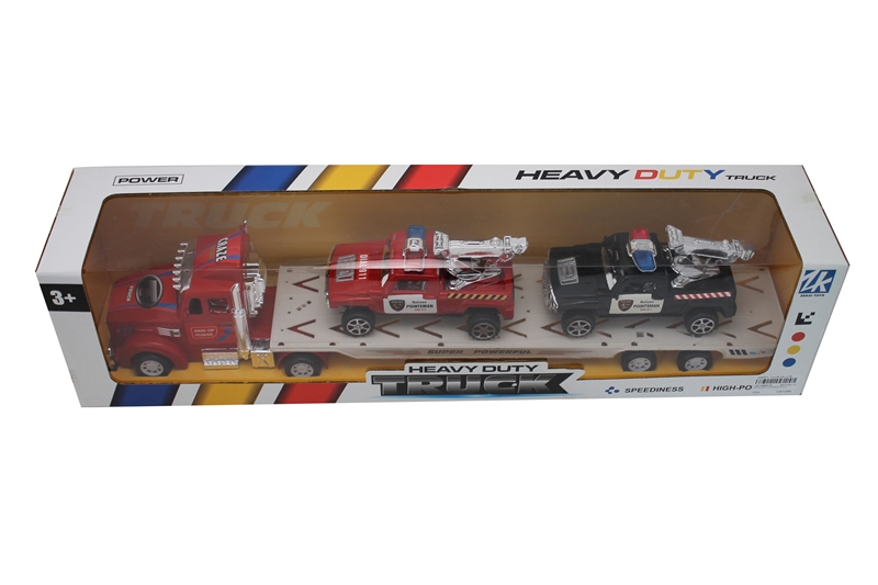 FRICTION TRUCK W/2 CARS RED/BLUE/BLACK - HP1095519