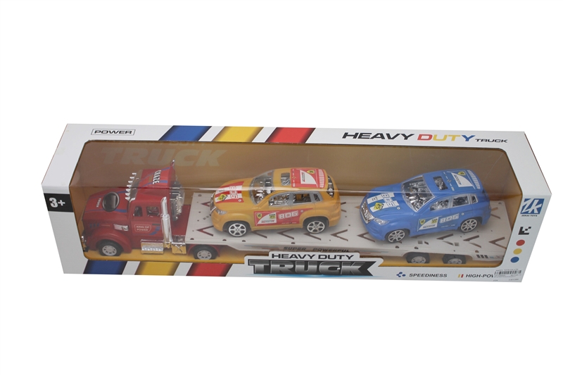 FRICTION TRUCK W/2 CARS RED/BLUE/BLACK - HP1095520