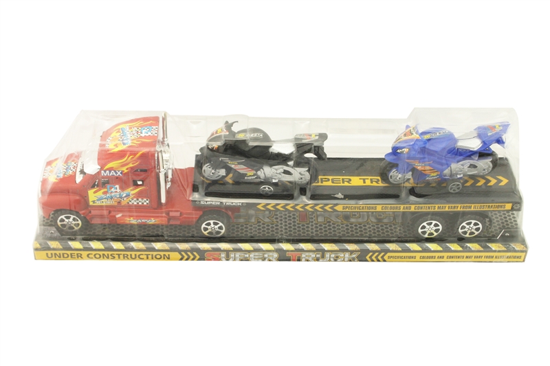 FRICTION CONTAINER TRUCK W/2 FREE WAY MOTORCYCLE - HP1095786