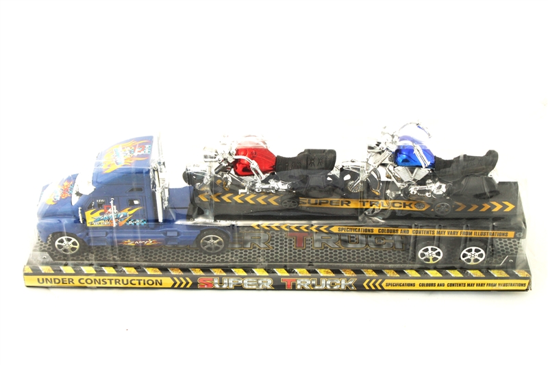 FRICTION CONTAINER TRUCK W/2 FREE WAY MOTORCYCLE - HP1095796