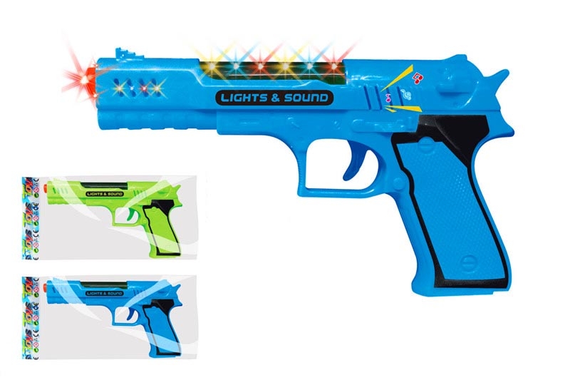 HANDGUN W/SOUND W/LIGHT BLUE/GREEN 2ASST - HP1096049