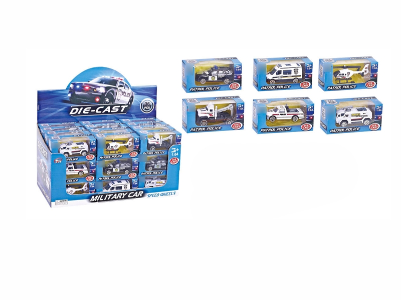 F/W DIE CAST POLICE CAR 6 ASST. 36PCS/DISPLAY BOX - HP1096090
