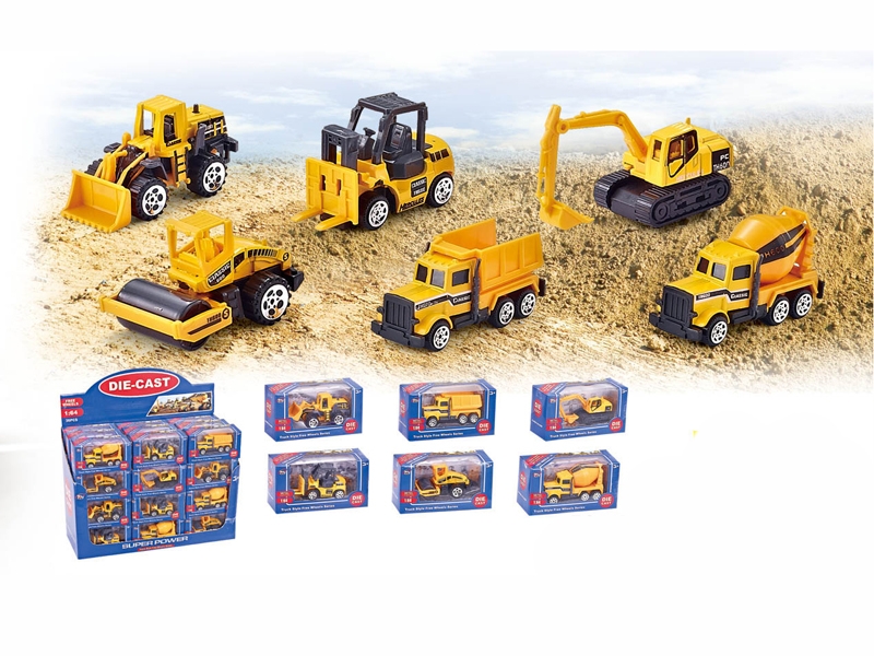 F/W 1:64 DIE CAST CONSTRUCTION CAR  6 ASST.  36PCS/DISPLAY BOX - HP1096143