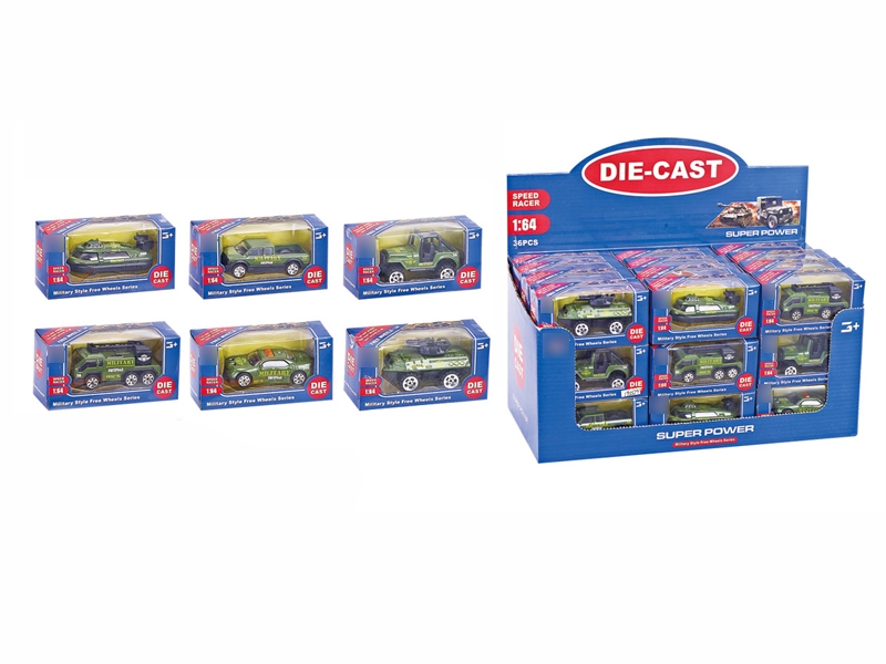 1:64 F/W DIE CAST MILITARY CAR  6 ASST. 36PCS/DISPLAY BOX - HP1096184