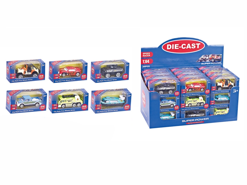 1:64 F/W DIE CAST CAR 6 ASST. 36PCS/DISPLAY BOX - HP1096185