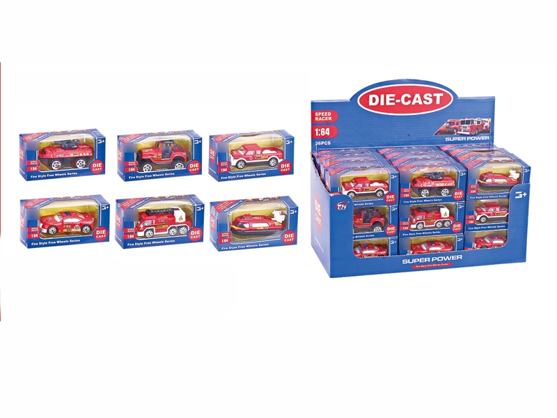1:64 F/W DIE CAST FIRE ENGINE  6 ASST.  36PCS/DISPLAY BOX - HP1096186