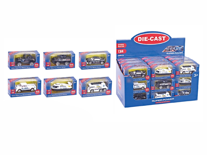 1:64 F/W DIE CAST POLICE CAR 6 ASST.  36PCS/DISPLAY BOX - HP1096187