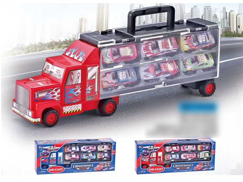 F/W PLASTIC TRUCK W/6PCS IRON CAR - HP1096194