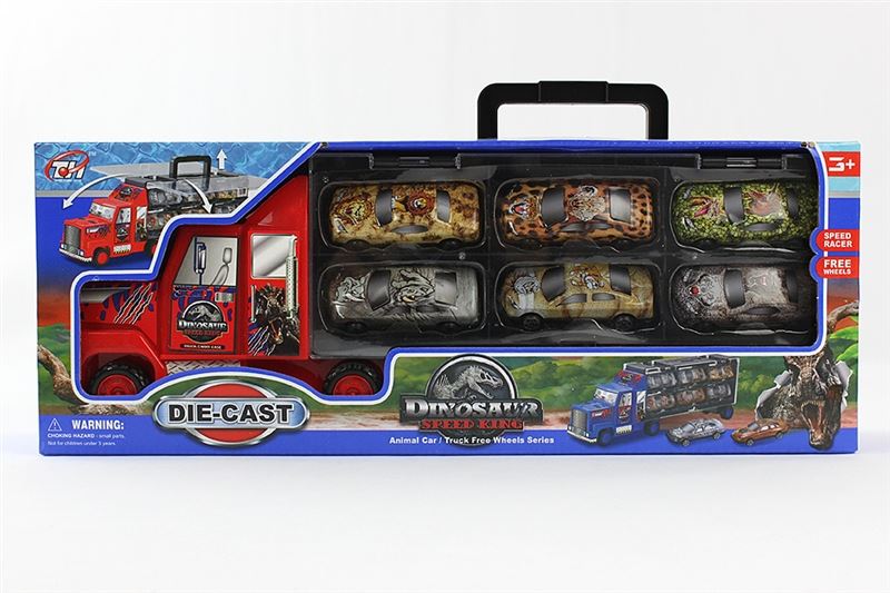 F/W PLASTIC TRUCK W/6PCS IRON CAR+6PCS DINOSAURE - HP1096196