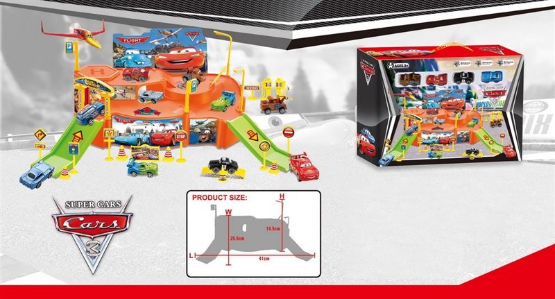 RAIL PARKING LOT W/4PCS FREE WAY SMALL CAR - HP1096661