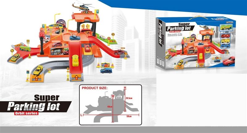 RAIL PARKING LOT W/1PCS BUS + 3PCS SMALL CAR(FREE WAY) - HP1096665