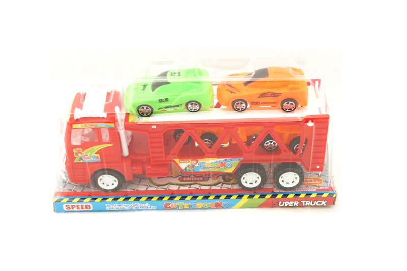 28CM F/P TRUCK WITH 2PCS SMALL CAR + 2PCS SHOP TRUCK,RED AND YELLOW 2COLORS MIX - HP1096671