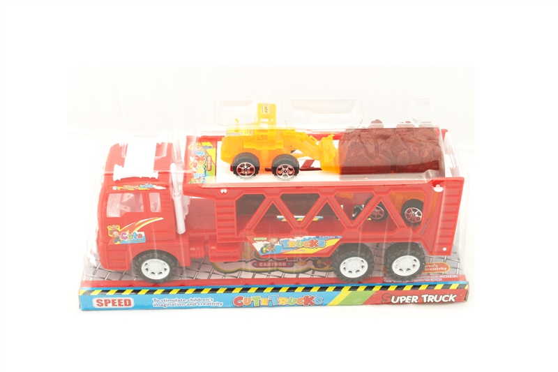 28CM F/P TRUCK WITH 2PCS SHOP TRUCK + 1PCS STONE + 1PCS WOOD,RED AND YELLOW 2COLORS MIX - HP1096673