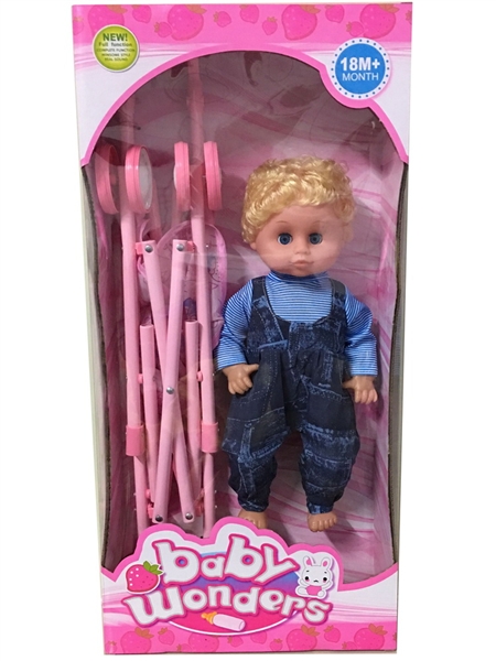 16 Inch move eyes & empty body & IC boy with metal baby stroller - HP1096675