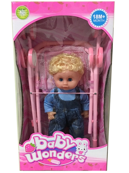 16 Inch move eyes & empty body & IC boy with metal baby stroller - HP1096677