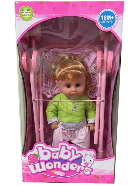 16 Inch move eyes & empty body & IC girl with metal baby stroller - HP1096679