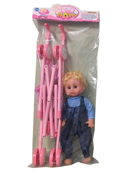 16 Inch move eyes & empty body & IC boy with metal baby stroller - HP1096680
