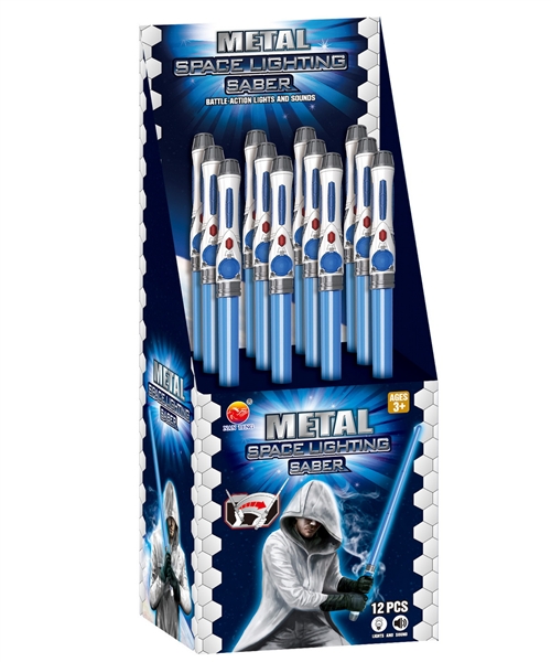 METAL SPACE LIGHTING SABER W/7COLORFUL LIGHT,BLUE LIGHT,SOUND,12PCS/BOX - HP1096962