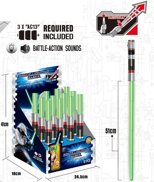 ONE KEY EJECTION SPACE LIGHTING SABER W/LIGHT ANS SOUND,12PCS/BOX - HP1096963