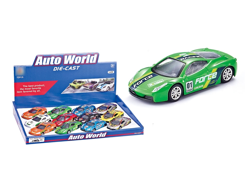 1:43合金回力跑车8款混装,12只/展示盒 - HP1097034