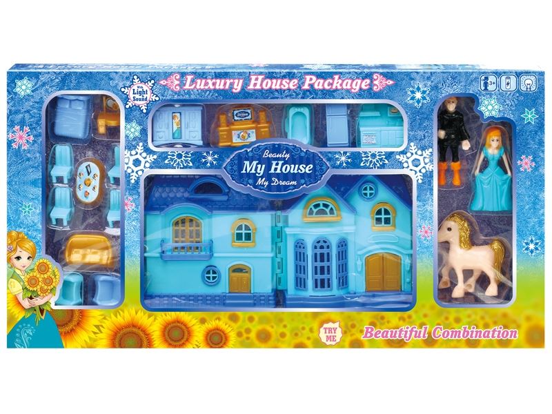Blue ice mini villa furniture people (with 2 ag13 batteries) - HP1098566