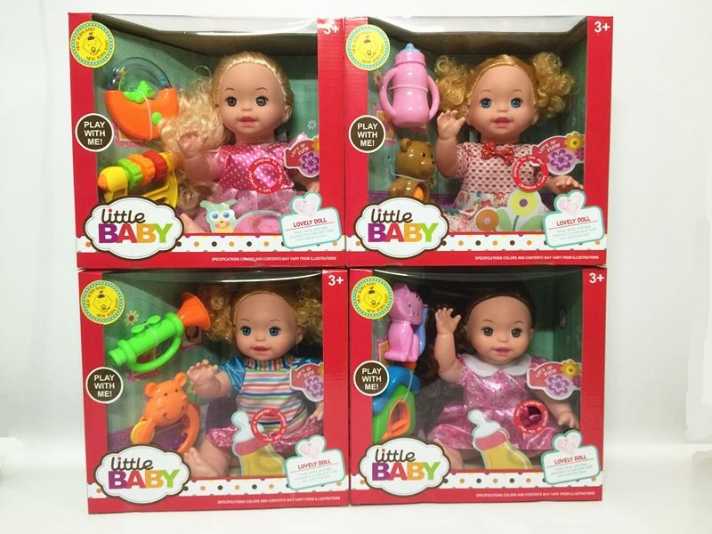 14 Inch doll female doll with four sound ic rattles (4 mixed) - HP1098651