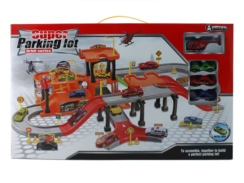 RAIL PARKING LOT W/1 METAL PLANE & 3 CAR - HP1100202