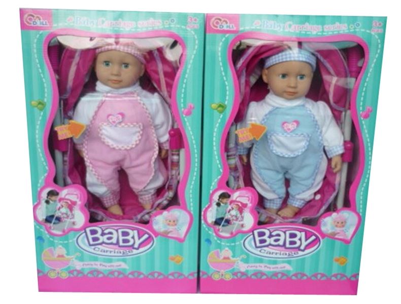 14-Inch cotton doll flash music matching iron cart (2 assorted) - HP1100309
