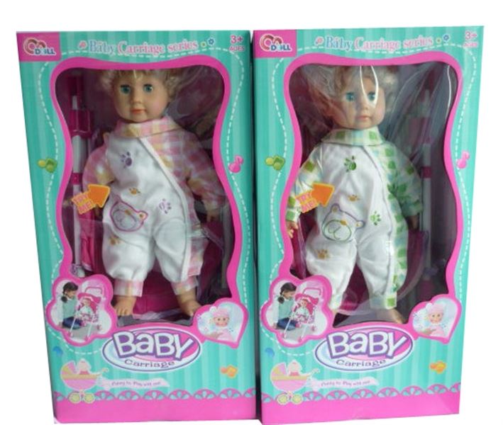 14-Inch cotton doll flash music matching iron cart (2 assorted) - HP1100310