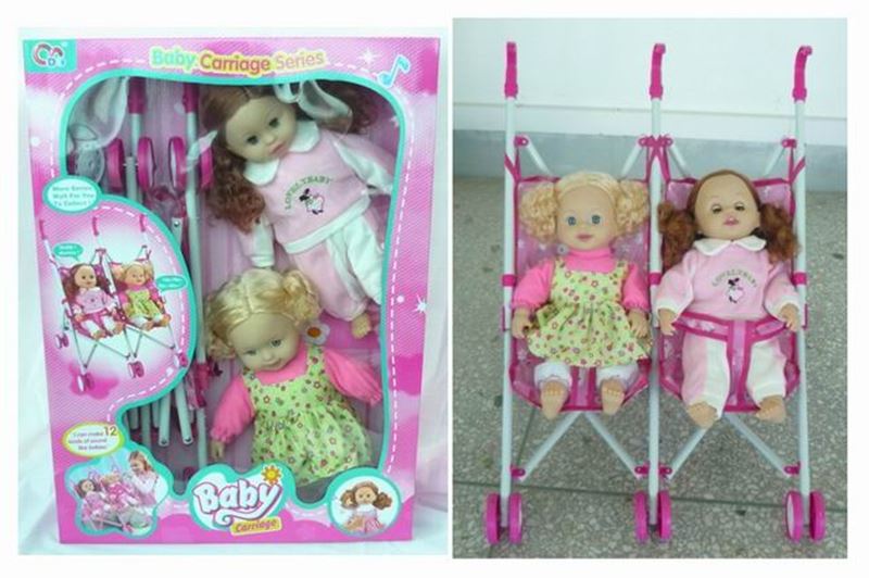 Hardcore double baby stroller with a 14-inch cotton 12 doll (2 children) - HP1100318