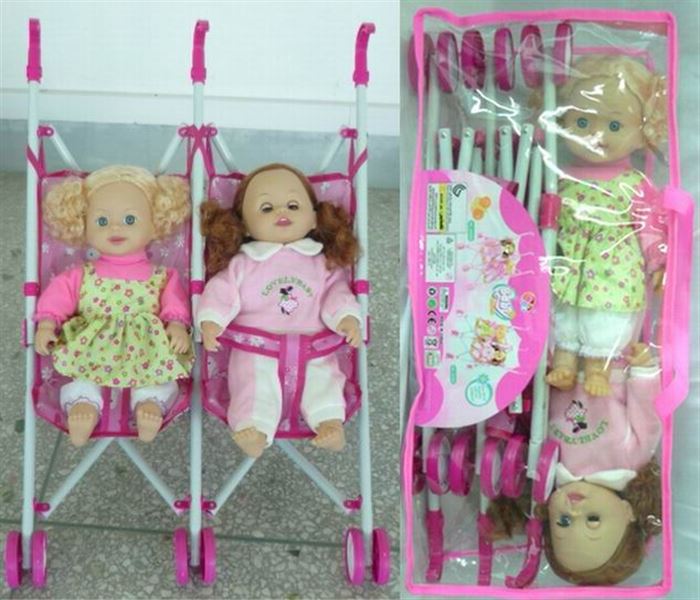 Hardcore double baby stroller with a 14-inch cotton 12 doll (2 children) - HP1100320