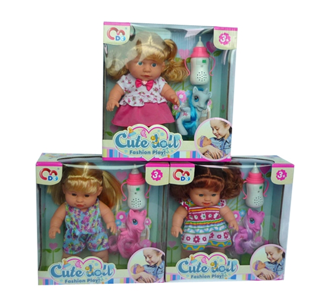 13 Inch doll matching pronunciation in small bottles of music marble (three tri-color assorted) - HP1100352