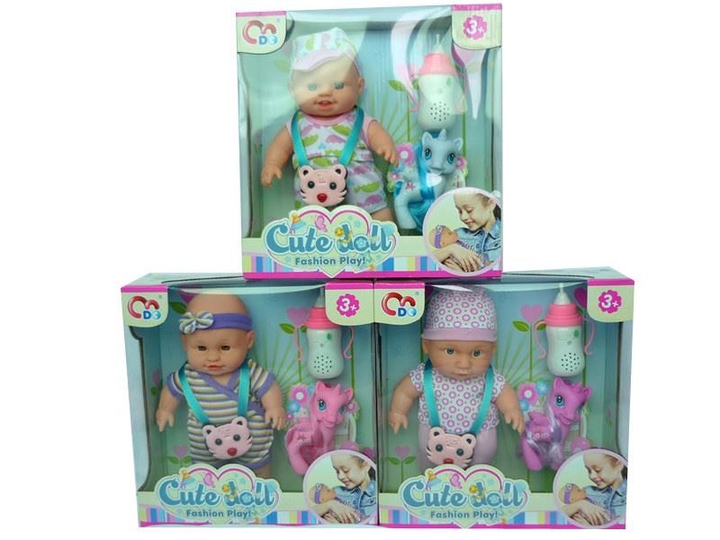 13 Inch doll matching pronunciation in small bottles of music marble (three tri-color assorted) - HP1100353