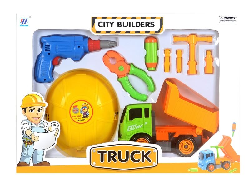 DIY CARTOON VEHICLES EQUIPPED WITH DUMP DISASSEMBLY OF INERTIA TOOL SET (4 COLOR ASSORTED) - HP1101752