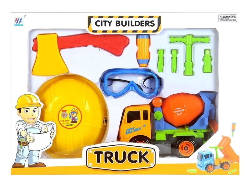 DIY CARTOON VEHICLES EQUIPPED WITH MIXER DISASSEMBLY OF INERTIA TOOL SET (4 COLOR ASSORTED) - HP1101753