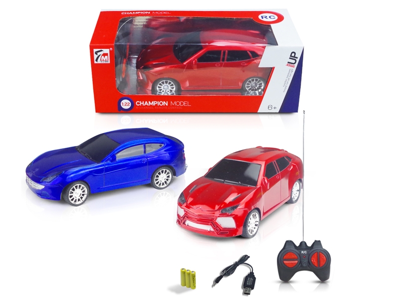 1:22 4 FUNCTION R/C CAR W/INCLUDED BATTERY  BIU & RED - HP1105871