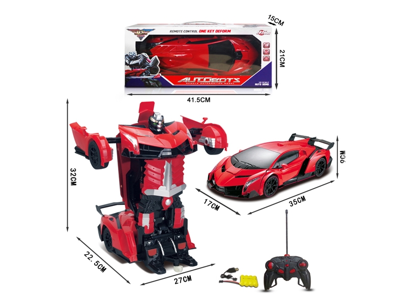 1:12 6 FUNCTION TRANSFORMABLE CAR W/LIGHT & MUSIC & INCLUDED BATTERY &  USB RED & ORANGE - HP1105880