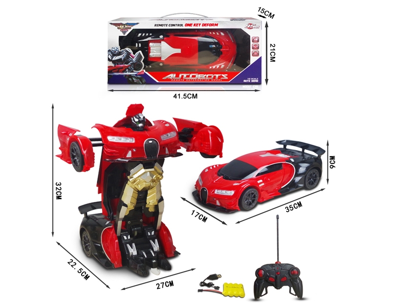 1:12  6 FUNCTION TRANSFORMABLE CAR W/LIGHT & MUSIC & INCLUDED BATTERY &  USB  BIU & RED - HP1105881