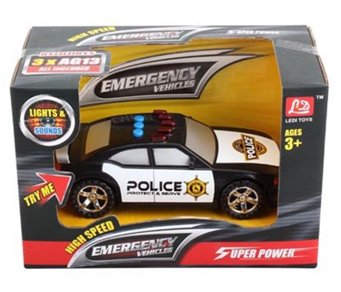 FREE WHEEL POLICE CAR W/LIGHT & MUSIC (INCLUDED BATTERY) - HP1109593