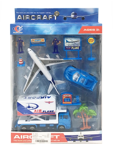 AIRCRAFT PLAY SET (PULL BACK PLANE & FREE WHEEL CAR) - HP1109733