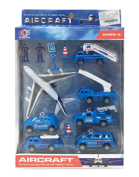 AIRCRAFT PLAY SET (PULL BACK PLANE & FREE WHEEL CAR) - HP1109734