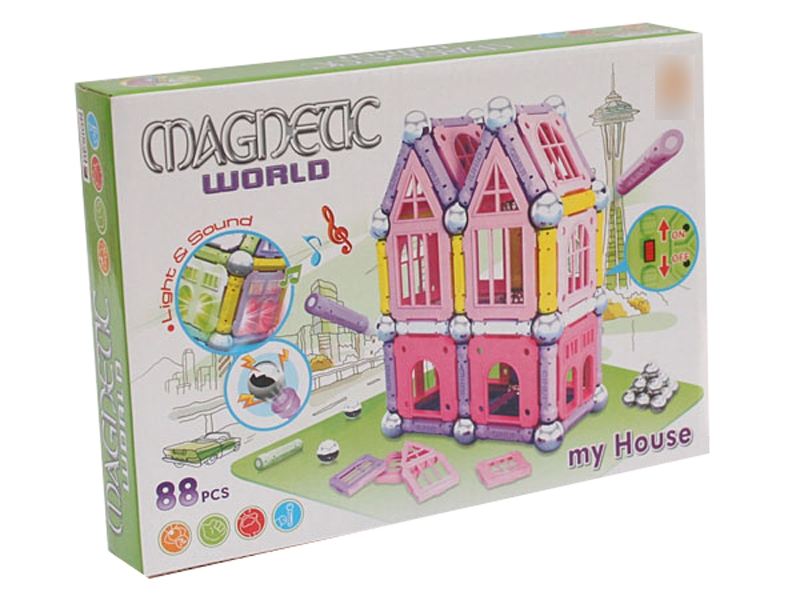 MAGNETIC BUILDING BLOCKS W/LIGHT & MUSIC & INCLUDED BATTERY - HP1113727