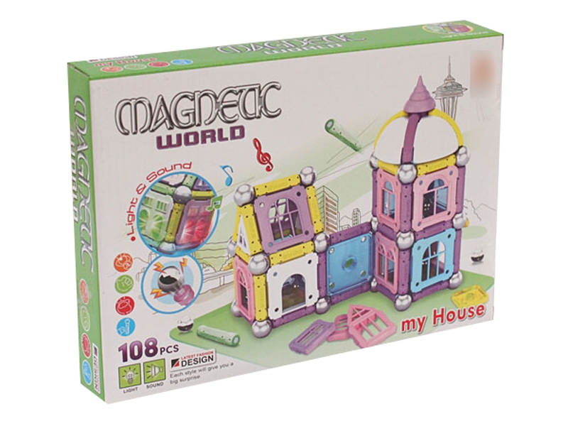 MAGNETIC BUILDING BLOCKS W/LIGHT & MUSIC & INCLUDED BATTERY - HP1113729