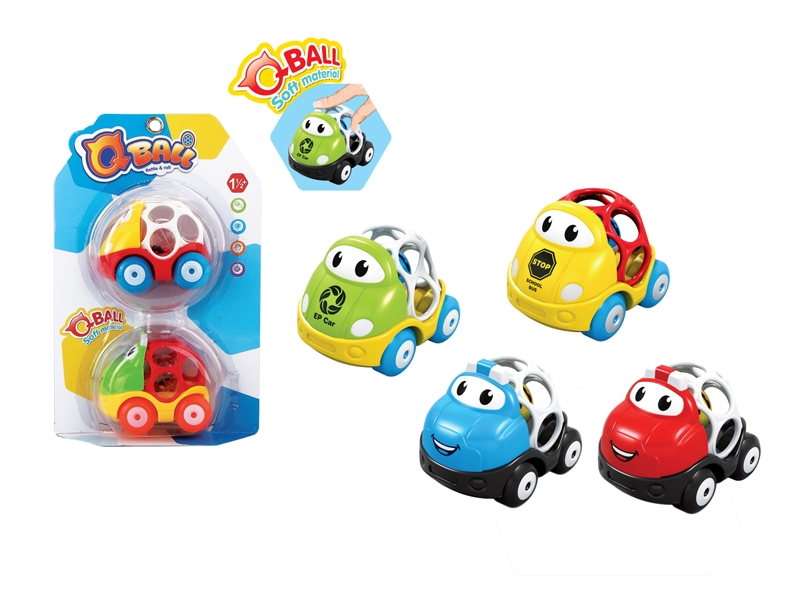 SOFT RUBBER CAR W/RATTLE 2PCS - HP1114886