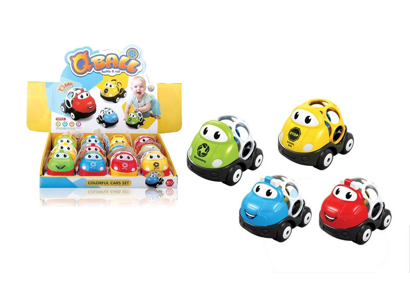 SOFT RUBBER CAR W/RATTLE 12PCS/DISPLAY BOX - HP1114887