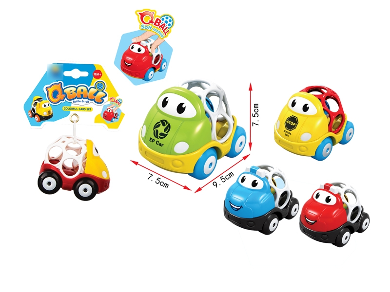 SOFT RUBBER CAR W/RATTLE RED/YELLOW/BLUE/GREEN - HP1114889
