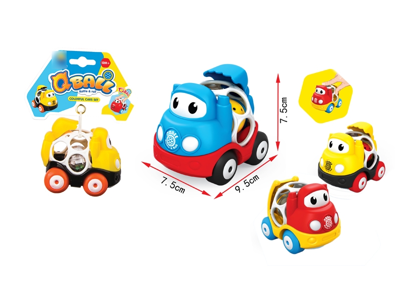 SOFT RUBBER CAR W/RATTLE RED/YELLOW/BLUE - HP1114890