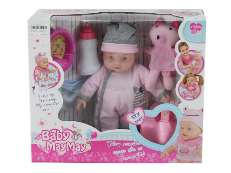 30CM COTTON BODY DOLL W/4 SOUND IC & ACCESSORIES ROSE RED/PINK - HP1115057