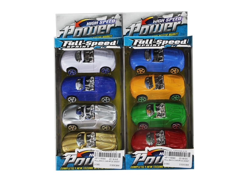 PULL BACK CAR 4PCS 2ASST - HP1116590