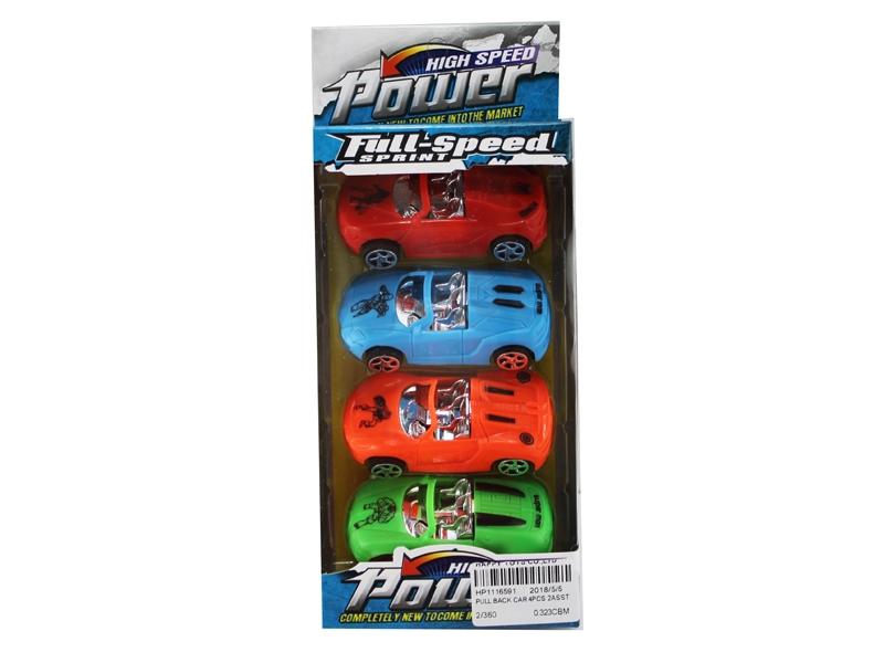 PULL BACK CAR 4PCS 2ASST - HP1116591